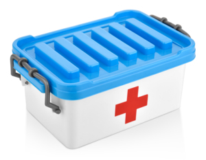 Plastic Medical Kit With Lid Rectangular White And Blue First Aid Storage <b>Box</b> Red Cross Design Minimalist Style 1 Layer - Product Image 1