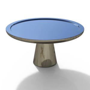 Mesa Auxiliar Contemporánea de Metal Resistente con Base de Pedestal y Tapa de Acero Inoxidable Pulido, Mesa de Centro para Sala de Estar, Lateral de Sofá - Product Image 5