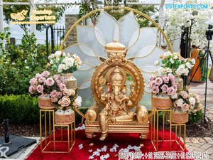 Jolie Statue de ganati, décor de Foyer de mariage, entrée de mariage traditionnelle, Ganesha avec Singhasan, entrée de mariage sud-indien - Product Image 4