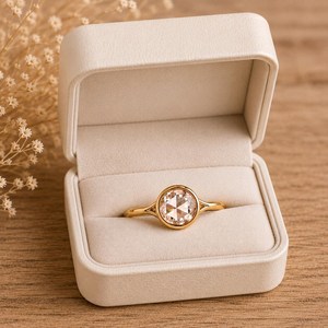Bague de mariage solitaire en or massif 10K 14K 18K avec diamant de laboratoire taille rose, couleur DEF, clarté VS VVS, certifié IGI, vente en gros - Product Image 1