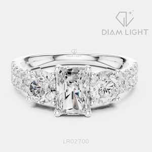 1.04CT Emerald Cut Lab Grown Diamond 14KT White Gold Engagement Ring Side <b>Stone</b> Bridal Ring IGI Certified Fine Jewelry Women - Product Image 1