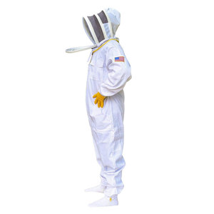 SALVA LEATHER Professional Full Body Beekeeping <b>Suit</b> with Ventilated Hood White Four Seasons Use Model SL-BKS-105 - Product Image 1