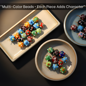 Perles en verre soufflé à la main colorées |   Perles entretoises style Murano à motifs floraux |   Fournitures pour la fabrication de bijoux DIY |   Brins de 8 pouces |   EXCEL - Product Image 6