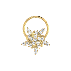 Piercing de nez pour femme en or 14 carats avec diamant naturel de 0,11 carat, forme de fleur, style ethnique, couleur HI, clarté VS-SI - Product Image 1