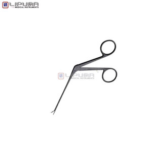Pinza microajustable tipo cocodrilo con revestimiento negro para instrumentos quirúrgicos de precisión ORL, instrumentos médicos de otología, curvada a la derecha y serrada - Product Image 5