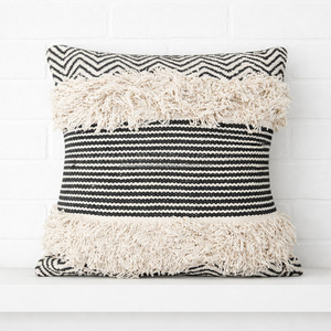 Natural Bohemian Pillowslip Fringed <b>Sofa</b> Pillow Cover Handloom Weave Textured Luxury Decor Pillowshams - Product Image 2