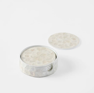 Sous-verres rectangulaires en os incrusté avec motif géométrique étoilé vert et blanc - Product Image 2