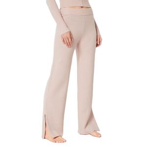 ชุดเซ็ตเสื้อฮู้ดครอปและกางเกงขายาวทรงบานเอวสูงแบบสตรีทแวร์สีพื้นสำหรับผู้หญิง - Product Image 4