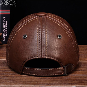 Casquettes en cuir marron vintage de haute qualité pour hommes, style classique à 6 panneaux, vente en gros, service OEM/ODM sur mesure, collection 2026 - Product Image 5
