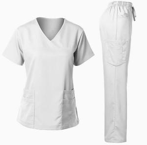 Unisex High Medical Woven Cotton Spandex <b>Scrubs</b> <b>Set</b> with Needle Detection 2-Piece Hospital Top & Trouser Suit for Men Women - Product Image 6