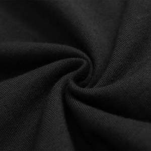 T-shirt court noir pour femme à motif géométrique, col rond, coupe ample, manches courtes, en jersey de coton anti-boulochage - Product Image 5