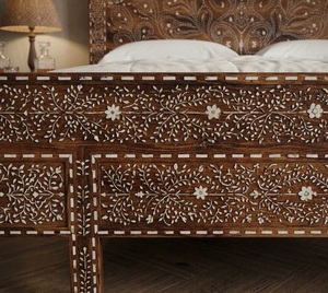 Decorative Wooden Bed Frame Carved Panel Bedstead Mission Style Bedroom Furniture - Product Image 4