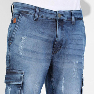 Pantalones Cortos Bermuda de Mezclilla Azul Claro para Hombre, Cintura Media, Color Sólido, Cintura Elástica, Estilo Casual, Tejido 100% Algodón, Cómodos - Product Image 6