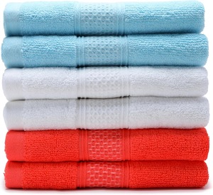 Serviettes de bain en coton de couleur unie, rectangulaires, simples, à séchage rapide, pour usage domestique, en bleu, blanc, rouge - Product Image 5