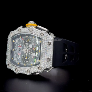 Montre de grande taille Jumbo Iced out avec bracelet en caoutchouc de qualité supérieure, diamants Moissanite couleur D VVS 1, mouvement automatique à quartz. - Product Image 5