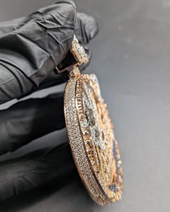 Pendentif de bijoux fantaisie en argent 925 plaqué, thème monétaire, avec micro-incrustations de strass en cristal, style Hip Hop, breloque unisexe - Product Image 2