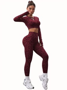 <b>Women</b> Two Piece Activewear Suit Animal Print Gym Bra <b>Top</b> <b>Compression</b> Tummy Control Butt Lifting Running Tights Tracksuit - Product Image 2