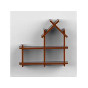 Étagère murale décorative en bois en forme de cabane, design chic, unité de rangement pour salon, chambre, bureau - Product Image 1