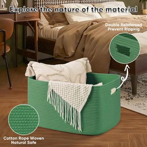75L Eco-Friendly Modern Woven Cotton Rope <b>Storage</b> <b>Basket</b> 22x17x12 for Drink/Food Use in Living Room Bedroom Nursery - Product Image 3