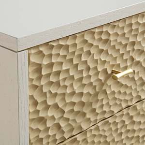 Modern White Bedside Cabinet 2 Drawer Nightstand Textured <b>Storage</b> <b>Side</b> <b>Table</b> for Bedroom - Product Image 4