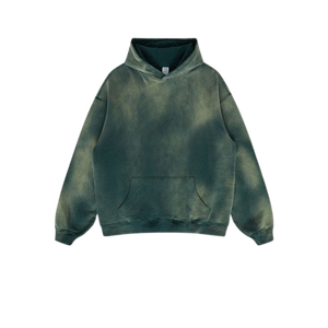 Sudadera con Capucha Estilo Acid Wash para Hombre, Talla Grande, Color Sólido, Tejido de Algodón, Informal, Estilo Otoñal, Corte Regular - Product Image 3
