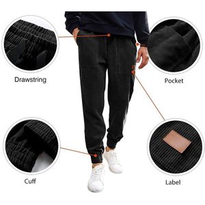 Pantalons de jogging en velours côtelé pour homme sur mesure, taille XL, lavage coloré, pantalon cargo décontracté, cordon de serrage, taille élastique, poches, style ample et effilé - Product Image 3