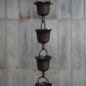 Cadena de Lluvia Decorativa de Metal y Cobre para Jardín, Estilo Rústico, Forma de Gloría de la Mañana - Product Image 1