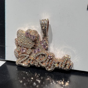 Colgante de collar chapado en oro rosa brillante, estilo Hiphop, con letra personalizada, diamantes y moissanita, unisex, certificado IGI - Product Image 4