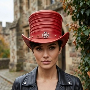 Chapeau haut de forme en cuir sur mesure, accessoire de mode haut de gamme pour femme, chapeau classique en forme de couronne, chapeau en cuir lisse. - Product Image 4