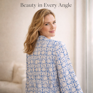 ชุดเดรสผ้าฝ้ายพิมพ์ลายบล็อกทำมือ คอวี แขนยาว ทรงเข้ารูป มีกระเป๋าข้าง สำหรับผู้หญิง ชุดเดรสยาวหรูหรา - Product Image 5