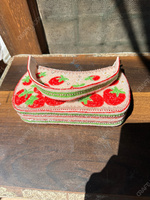 Sac à bandoulière perlé couleur pêche, motif à motifs, pochette de resort, sac à main artisanal, fermeture éclair simple, vente en gros OEM, export