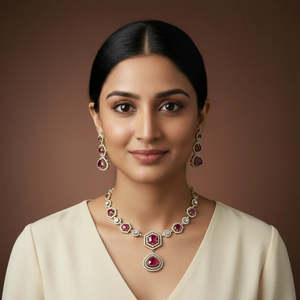 Victorian <b>Ruby</b> Diamond Fine Jewelry <b>Necklace</b> - Product Image 1