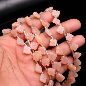 Perles de pierre de lune naturelle pêche en forme de feuille, sculptées à la main, pour la fabrication de bijoux, 10-11MM - Product Image 5