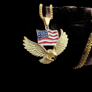 Custom Eagle With American Flag Pendant 925 <b>Silver</b> 22K Gold Plated Hip Hop Jewelry Unisex Everyday Wear Themed <b>Charm</b> - Product Image 6