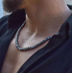 Collier chaîne Figaro en argent sterling 925 massif plaqué noir pour homme, style hip-hop, à porter au quotidien, idéal comme cadeau - Product Image 4