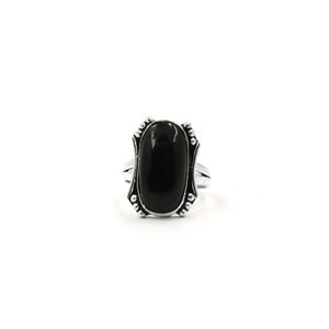 Anillo de Ónix Negro Intenso con Corte Cojín, Chapado en Plata, Hecho a Mano, Estilo Bohemio, Geométrico, para Mujer, Sin Níquel - Product Image 4