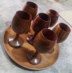 Copa de vino de madera más vendida para fiestas, diseño retro de tallo medio para vino tinto, cócteles, 6-10 piezas - Product Image 1