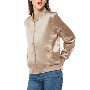 <b>Womens</b> Casual Bomber <b>Jacket</b> Trendy <b>Lightweight</b> Outerwear with Ribbed Collar for Comfortable Daily Styling - Product Image 4