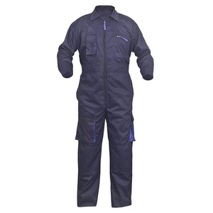 Men Work Coverall Cotton Dust Proof Full Zip Front Pocket Design Dark Blue Uniform - Product Image 5