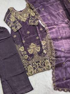 Presenting New Designer Collection In <b>SILK</b> With Heavy Embroidery Sequence Work Top-Bottom And Dupatta Set Fully Stitched - Product Image 5