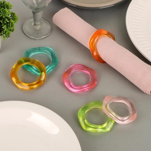 Modern Resin Eco-Friendly Durable Napkin Ring Circle Shape 4.5cm White <b>Table</b> Decor Party Accessory - Product Image 2