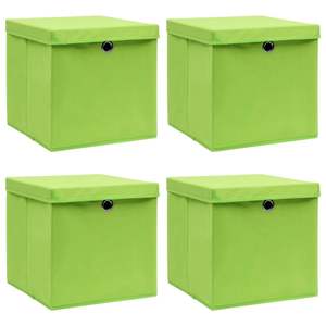 ชุดกล่องเก็บของตกแต่งแบบพับได้ขนาดกลาง ผ้าไม่ทอ สีเขียว จำนวน 4 ชิ้น - Product Image 1