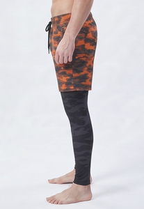 Shorts de compression pour hommes à imprimé camouflage, taille mi-haute avec cordon de serrage, séchage rapide, pour yoga et sport, double couche - Product Image 4