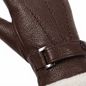 Gants de conduite en cuir véritable pour hommes, gants chauds d'hiver pour écran tactile, en cuir de mouton souple, faits à la main, pour la conduite de moto - Product Image 4