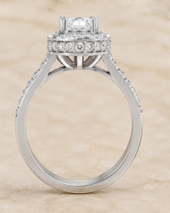Bague de fiançailles solitaire Halo avec diamant de laboratoire, or blanc 14 carats plaqué rhodium, certifiée IGI, pour demande en mariage - Product Image 5