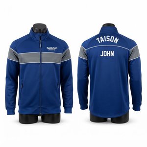 เสื้อแจ็คเก็ตฝึกซ้อมฮอกกี้น้ำแข็งโพลีเอสเตอร์พรีเมียม 250 GSM สีน้ำเงินรอยัล แต่งสีเทา มีฮู้ด ผ้าฟลีซ กันน้ำ ระบายอากาศได้ดี เป็นมิตรต่อสิ่งแวดล้อม - Product Image 1