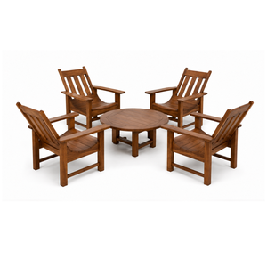 Solid Teak Wood Outdoor Lounge Chair Set with <b>Round</b> Coffee <b>Table</b> Modern <b>Patio</b> Garden Villa Resort Furniture for Hotel - Product Image 2