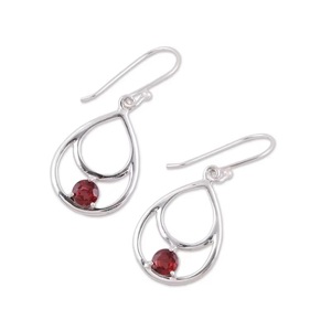 925 Sterling Silver Double Teardrop <b>Garnet</b> Dangle <b>Earrings</b> Handmade Natural Gemstone Fashion <b>Earrings</b> January Birthstone Jewelry - Product Image 5