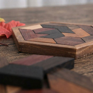 Wooden Hexagon <b>Puzzle</b> Toy Crafted With Colorful Geometric Rhombus Shapes Brain Teaser For Kids Logic Game Skill Development - Product Image 4