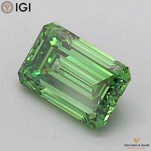 เพชร CVD ที่ได้รับการรับรองจาก IGI น้ำหนัก 1.50 กะรัต สีเขียวแฟนซีสดใส ความสะอาดระดับ VVS2 ทรงมรกต สำหรับแหวนโอกาสพิเศษ - Product Image 3